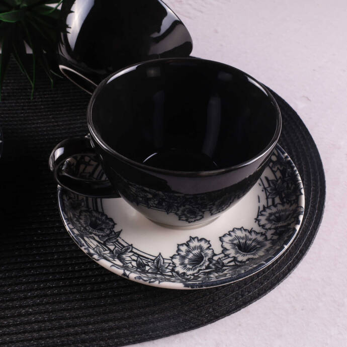 Black 4 Parça Latte Fincan Takımı - DB531 - 2