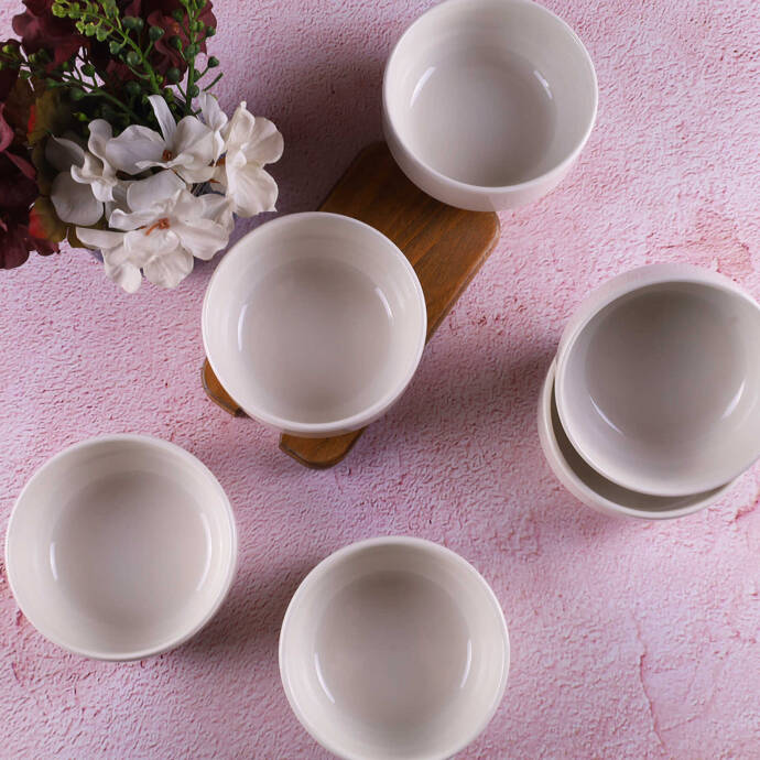 Klasik 12 Cm 6 lı Joker Kase Krem Tulu Porselen