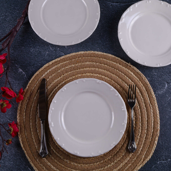 Liana Krem 6 Adet 19 Cm Pasta Tabağı - TULÜ PORSELEN