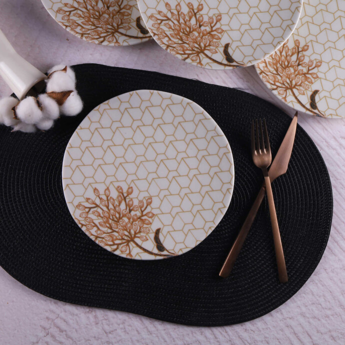 Organik 6 Adet 21 cm Pasta Tabağı - DB1155 - TULÜ PORSELEN